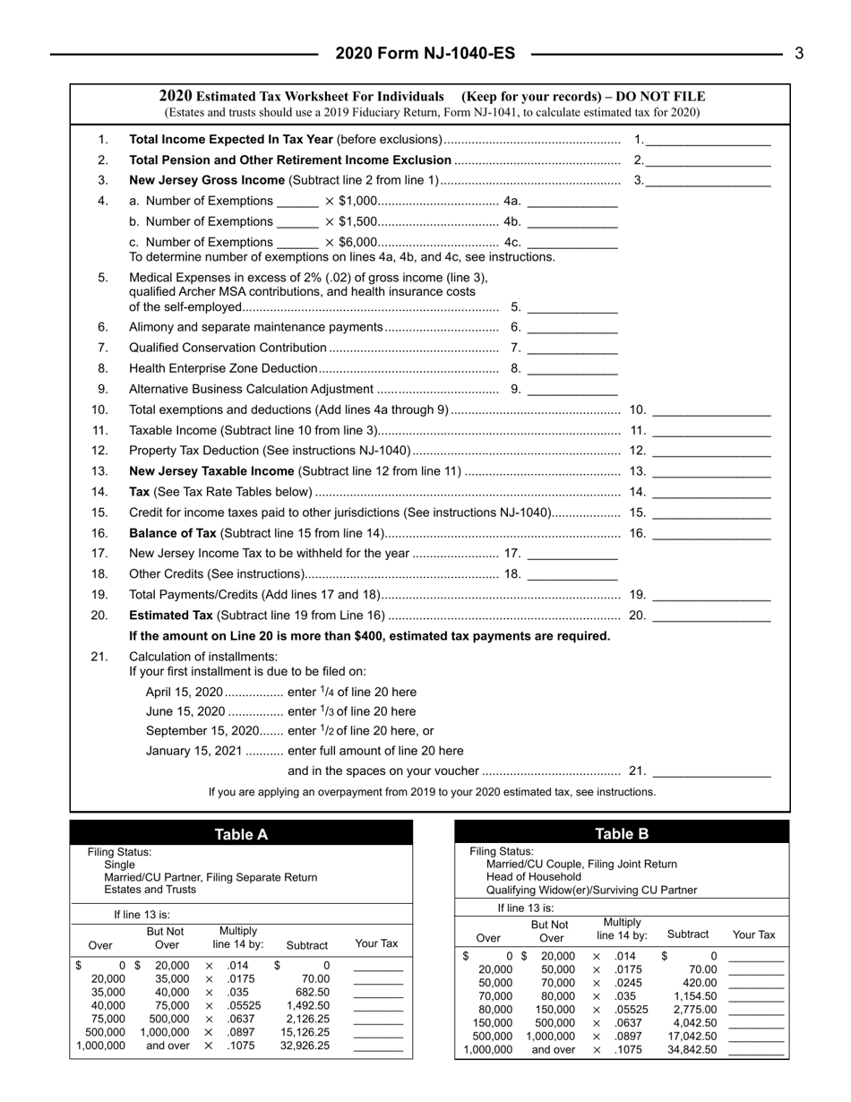 Instructions for Form NJ-1040-ES Estimated Tax Voucher - New Jersey, Page 3