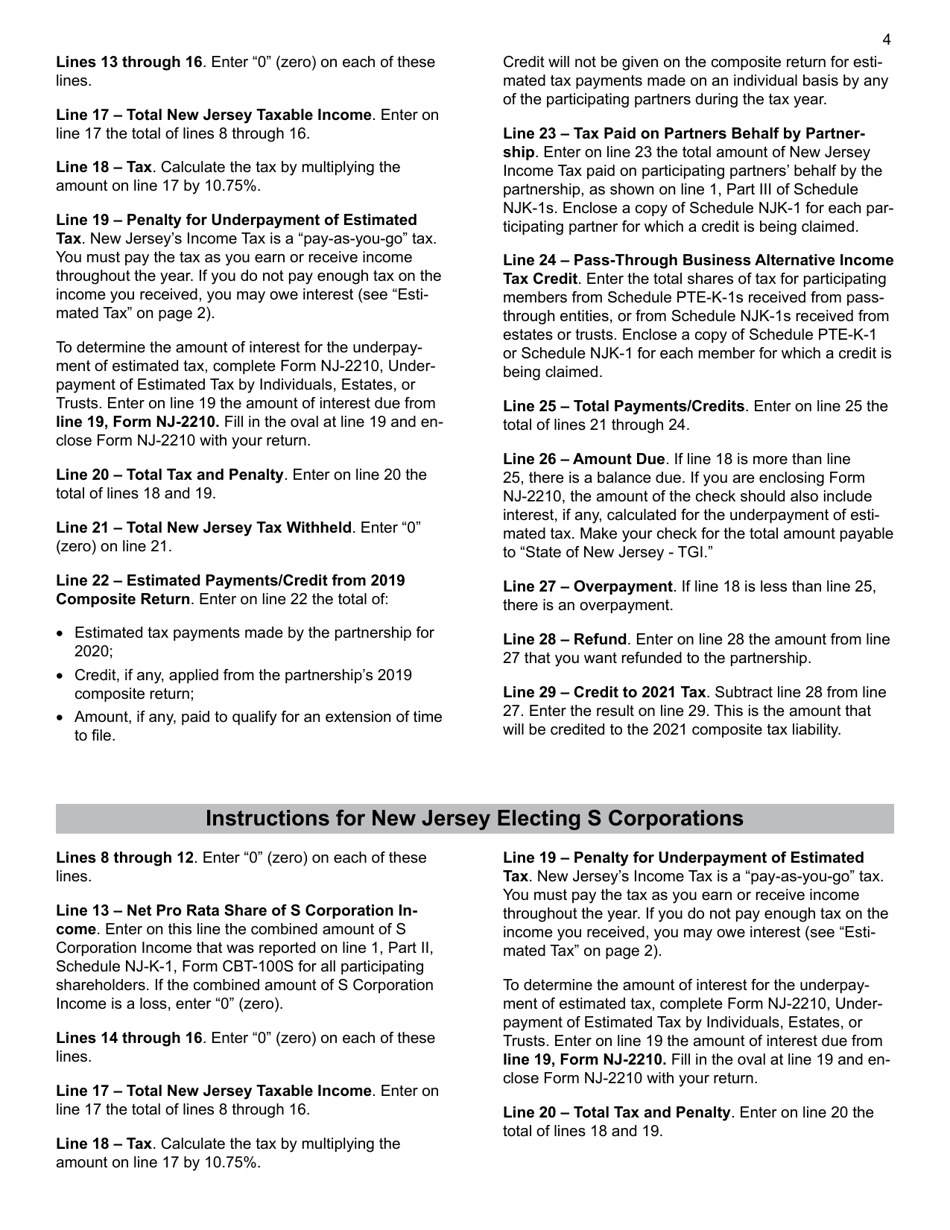 Instructions for Form NJ-1080A, NJ-1080B, NJ-1080C, NJ-1080E - New Jersey, Page 4