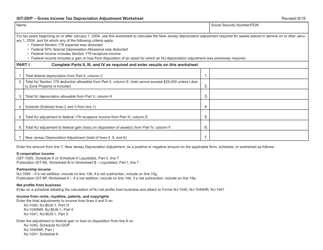 Form GIT-DEP Gross Income Tax Depreciation Adjustment Worksheet - New Jersey, Page 2