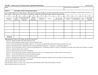 Form GIT-DEP Gross Income Tax Depreciation Adjustment Worksheet - New Jersey, Page 3
