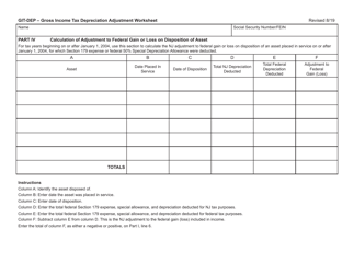 Form GIT-DEP Gross Income Tax Depreciation Adjustment Worksheet - New Jersey, Page 5