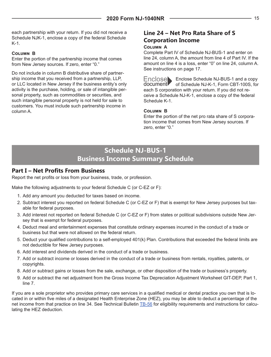 Instructions for Form NJ-1040NR New Jersey Nonresident Income Tax Return - New Jersey, Page 15