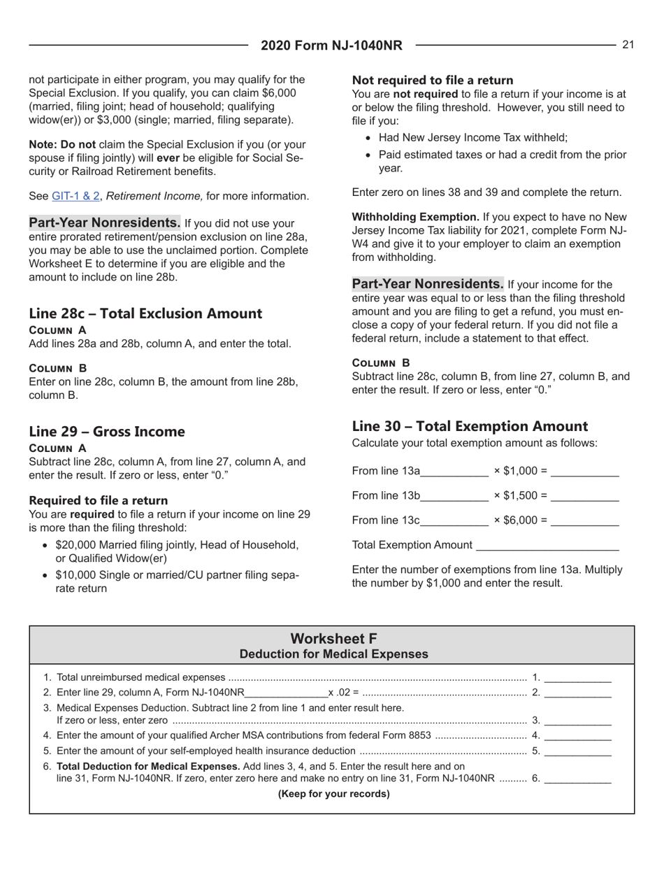Instructions for Form NJ-1040NR New Jersey Nonresident Income Tax Return - New Jersey, Page 21