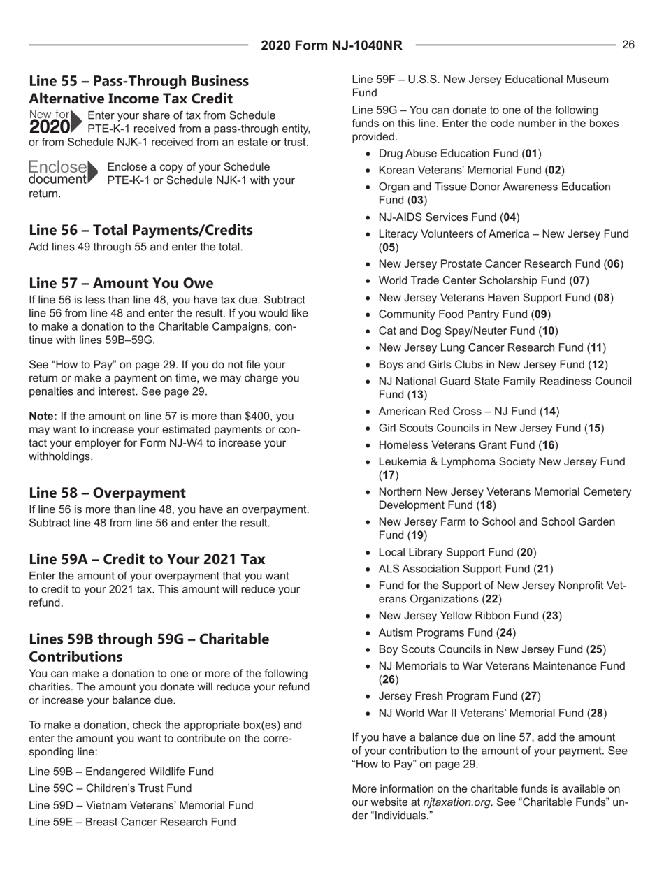 Instructions for Form NJ-1040NR New Jersey Nonresident Income Tax Return - New Jersey, Page 26