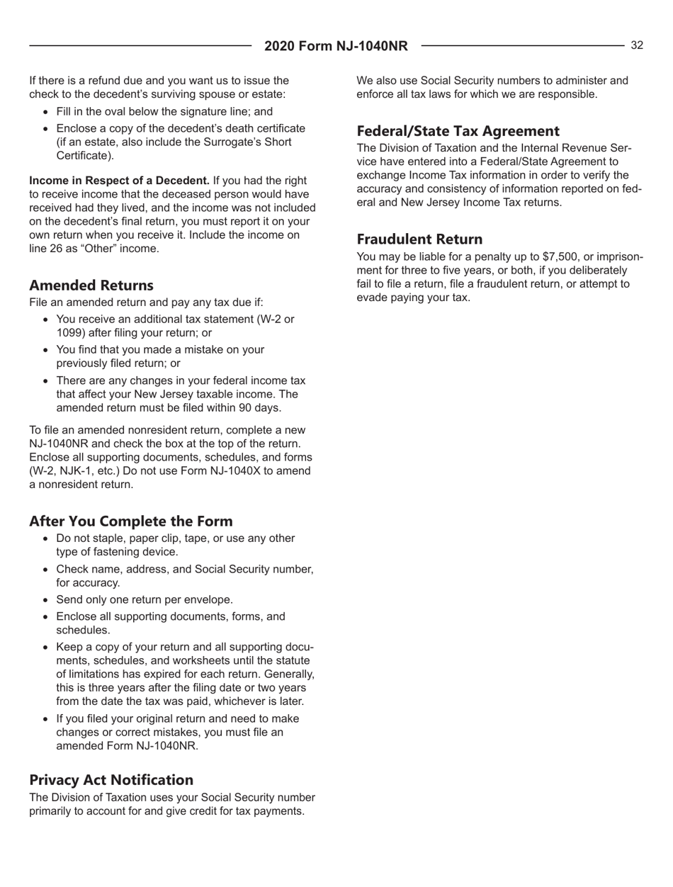 Instructions for Form NJ-1040NR New Jersey Nonresident Income Tax Return - New Jersey, Page 32