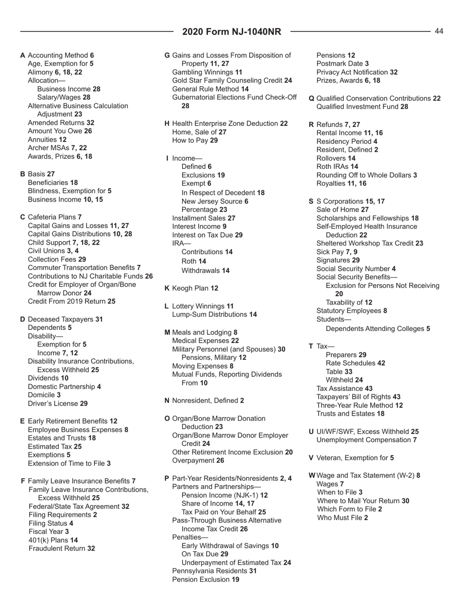 Instructions for Form NJ-1040NR New Jersey Nonresident Income Tax Return - New Jersey, Page 44