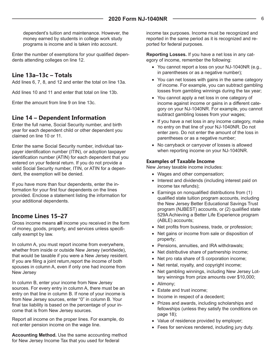 Instructions for Form NJ-1040NR New Jersey Nonresident Income Tax Return - New Jersey, Page 6