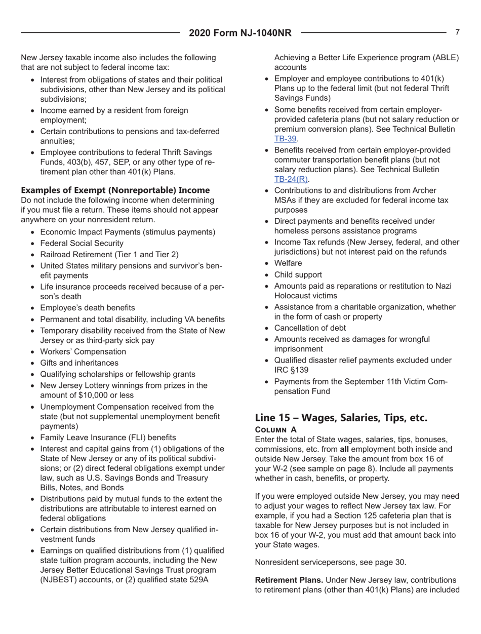 Instructions for Form NJ-1040NR New Jersey Nonresident Income Tax Return - New Jersey, Page 7