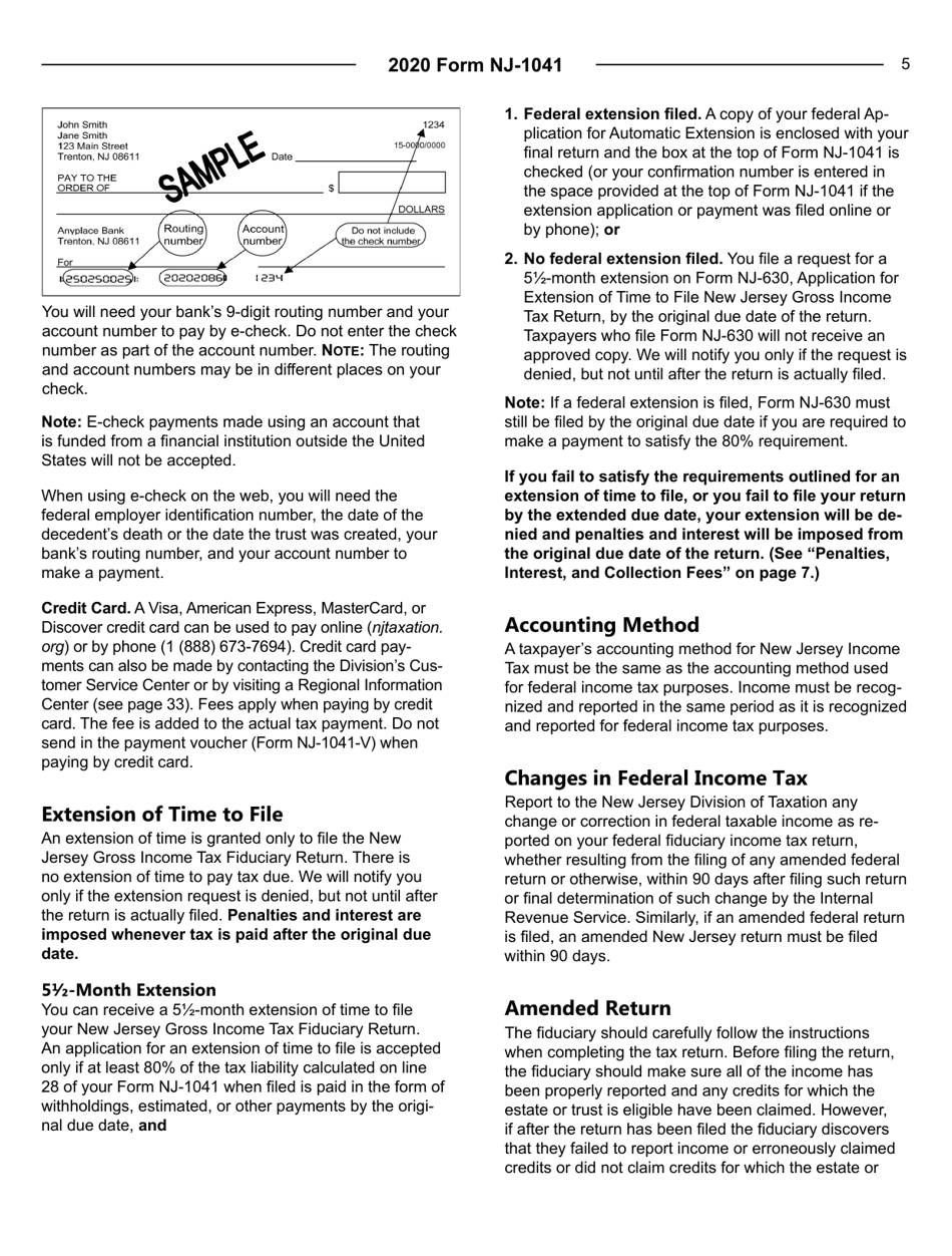 Instructions for Form NJ-1041 New Jersey Income Tax Fiduciary Return - New Jersey, Page 5