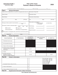 Document preview: Form NJ-1065 Schedule NJK-1 Partner&#039;s Share of Income - New Jersey