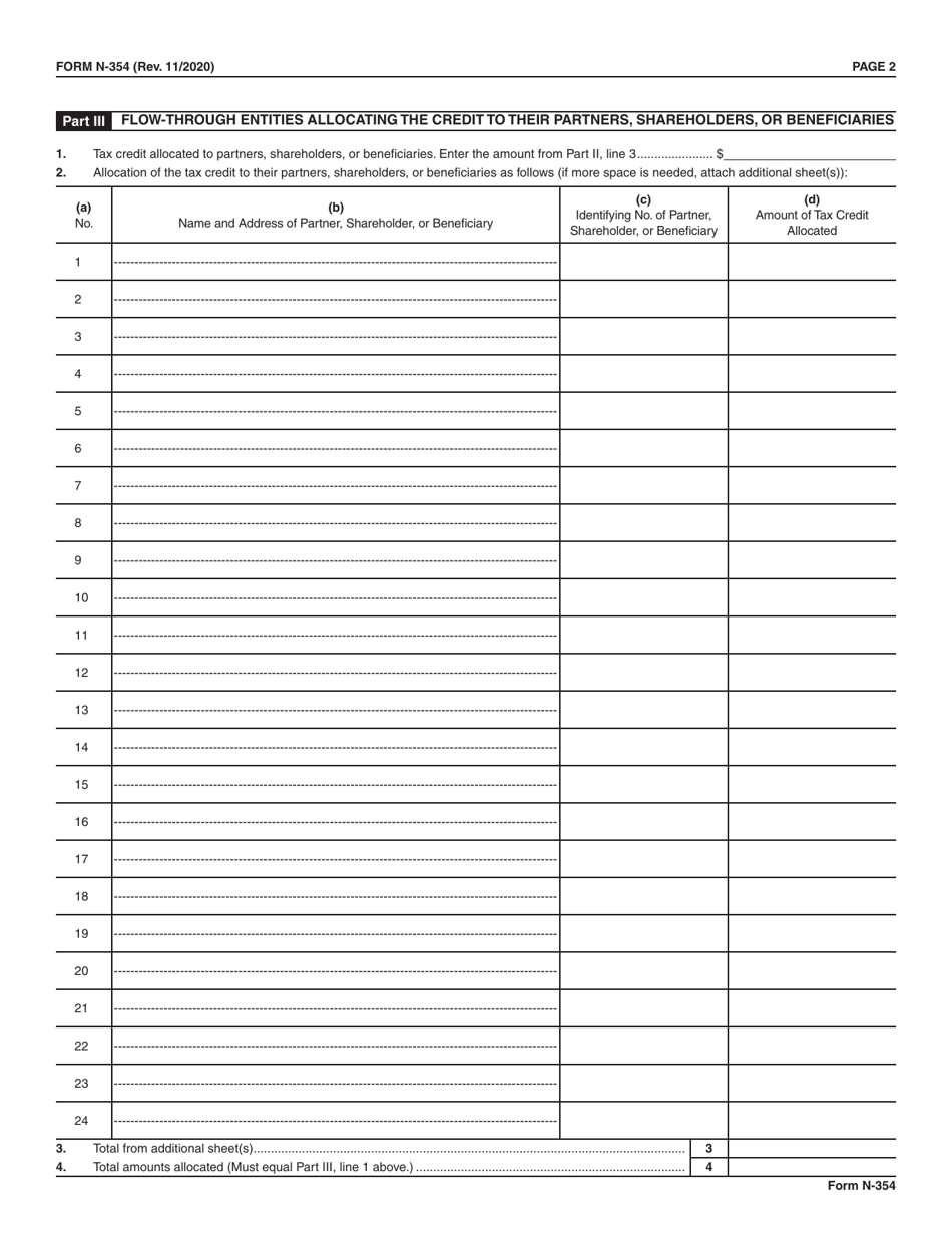 Form N-354 Organic Foods Production Tax Credit - Hawaii, Page 2