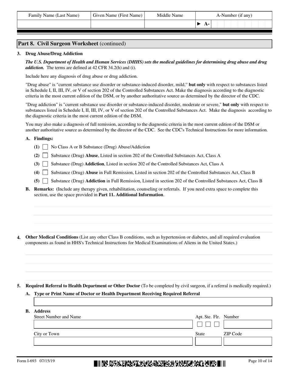 USCIS Form I-693 Report of Medical Examination and Vaccination Record, Page 10