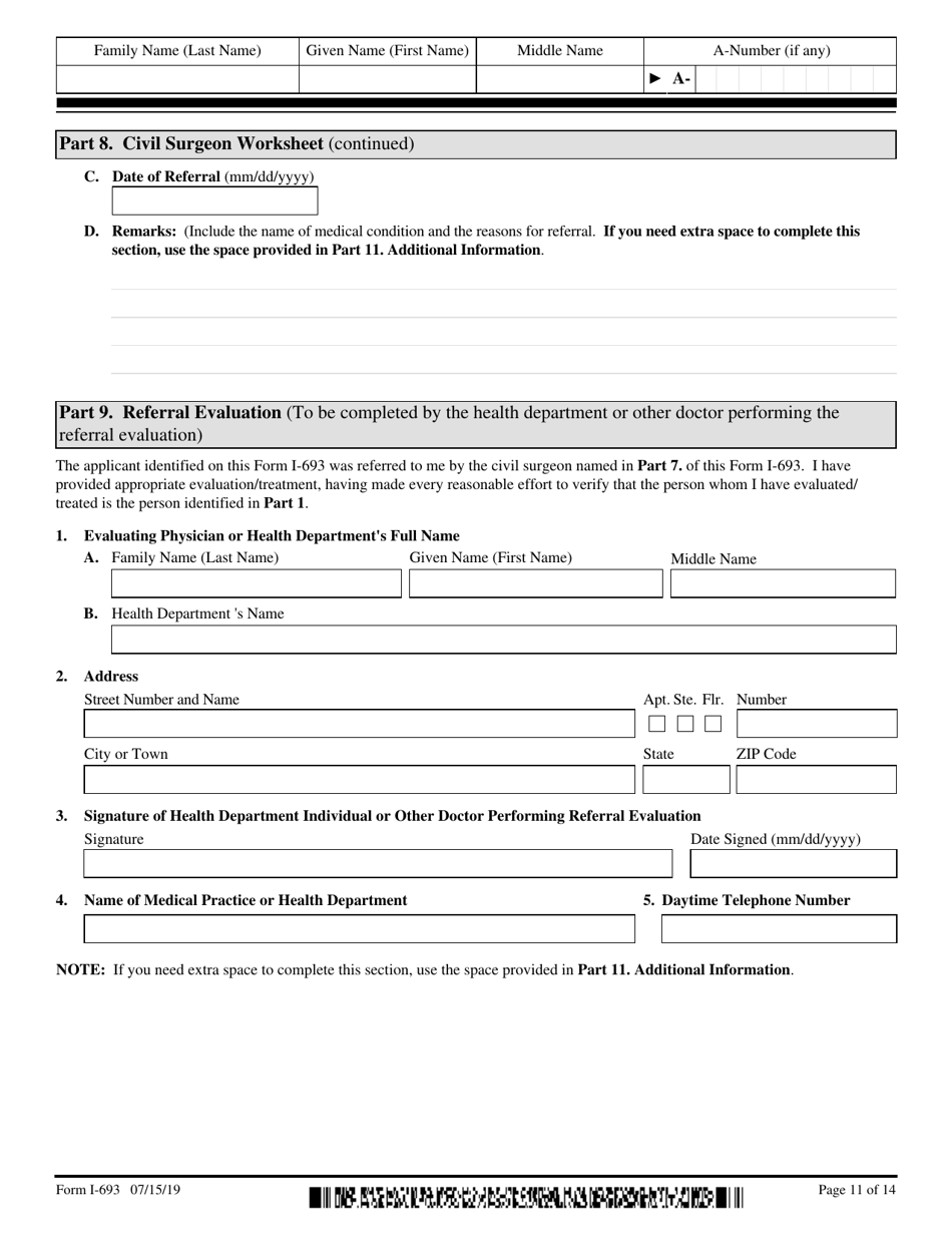 USCIS Form I-693 Report of Medical Examination and Vaccination Record, Page 11