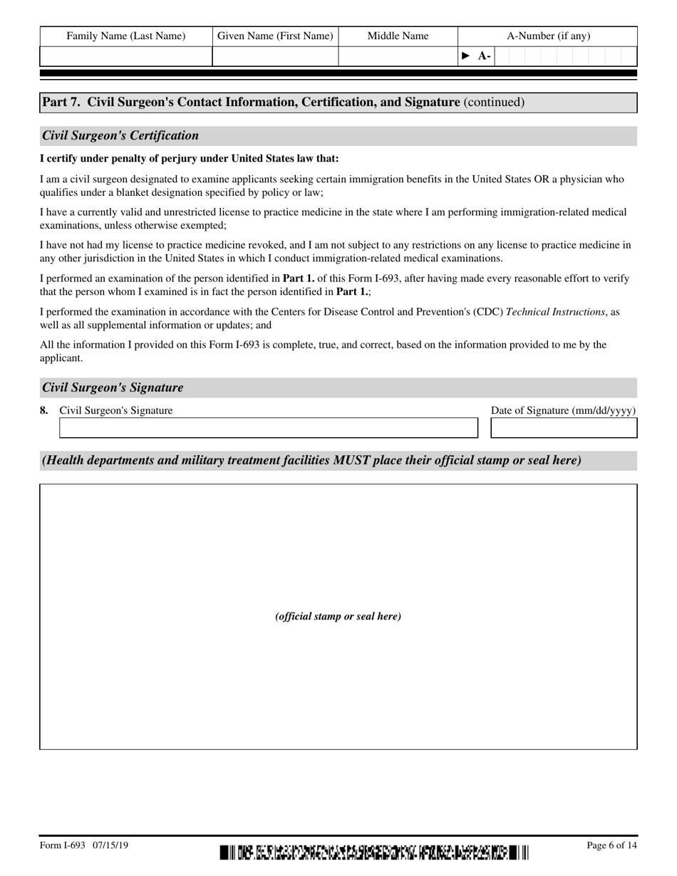 USCIS Form I-693 - Fill Out, Sign Online and Download Fillable PDF ...
