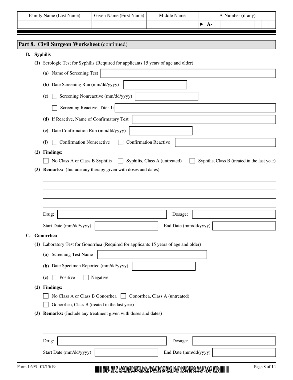 USCIS Form I-693 Report of Medical Examination and Vaccination Record, Page 8