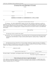 Form AO88A Subpoena to Testify at a Deposition in a Civil Action