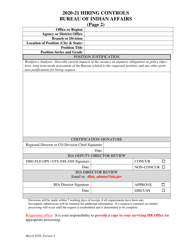 Hiring Controls Form, Page 2