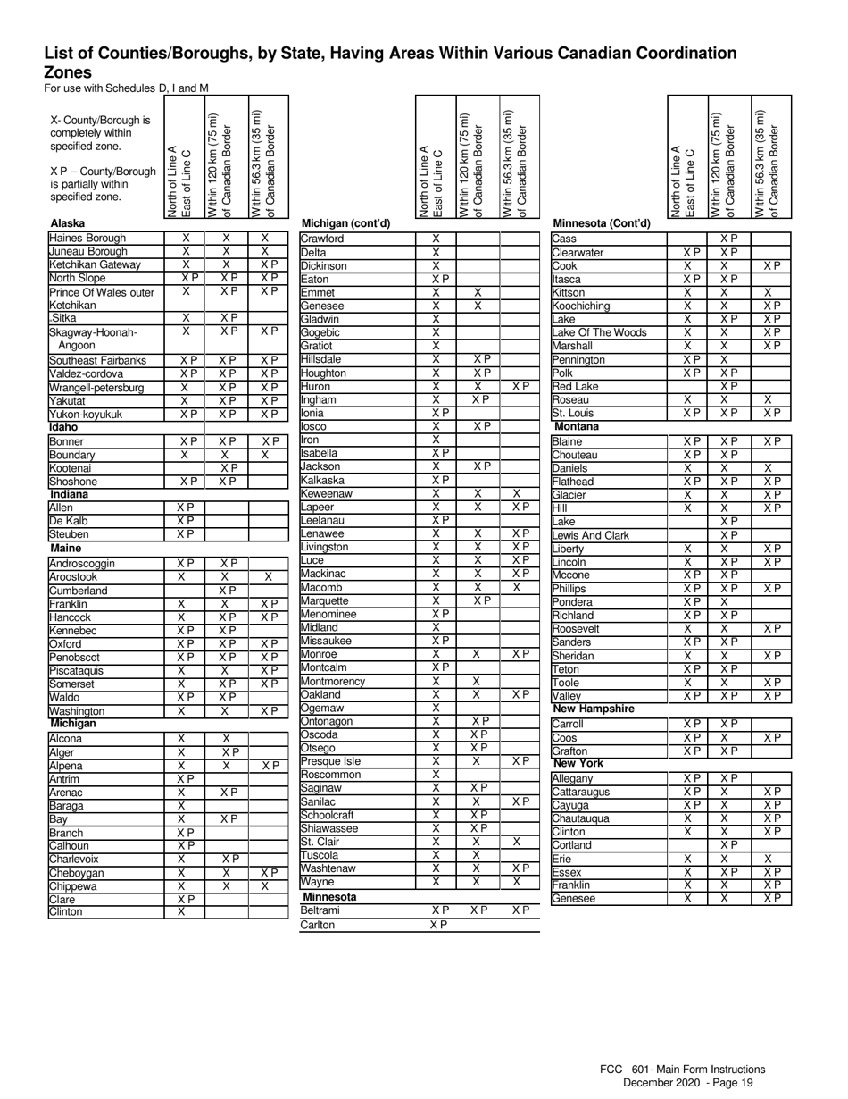 Instructions for FCC Form 601 Application for Wireless Telecommunications Bureau Radio Service Authorization, Page 19