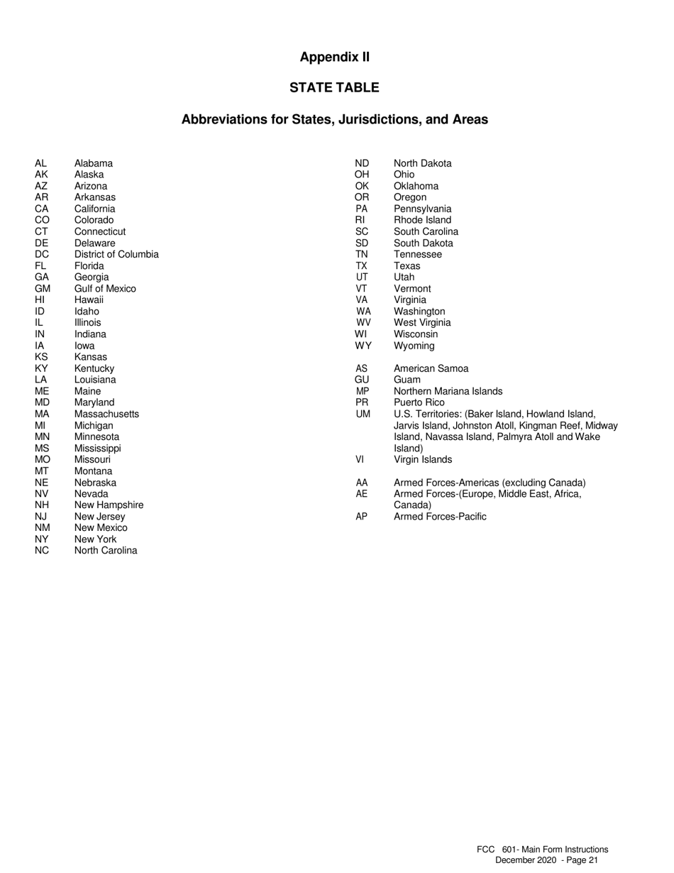 Instructions for FCC Form 601 Application for Wireless Telecommunications Bureau Radio Service Authorization, Page 21