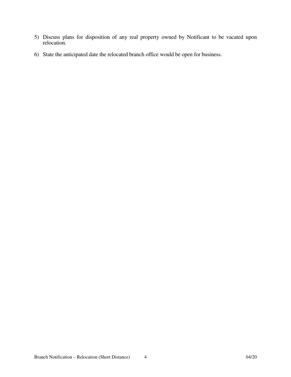 Notification for a Short Distance Relocation of a Branch Bank - Arkansas, Page 4
