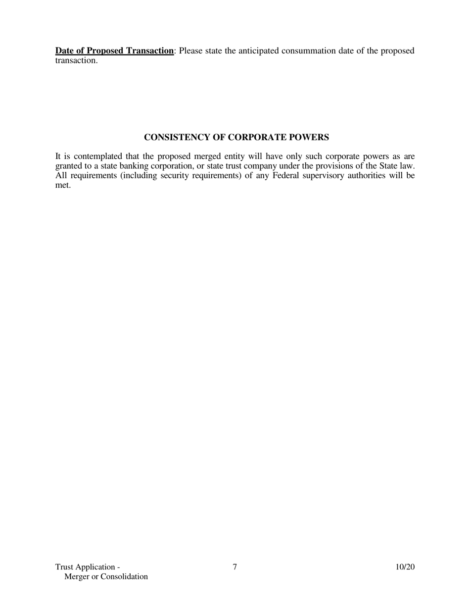 Application for Merger or Consolidation of a State-Chartered Trust Company - Arkansas, Page 7