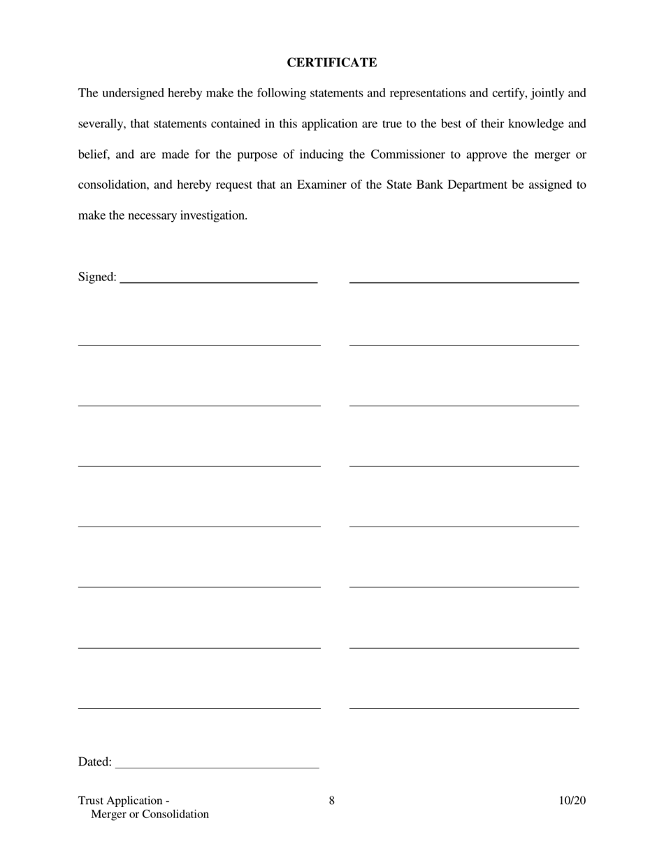 Application for Merger or Consolidation of a State-Chartered Trust Company - Arkansas, Page 8