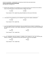 Form DFPI-1802 Stock Purchase Questionnaire - California, Page 2