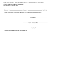 Form DFPI-1802 Stock Purchase Questionnaire - California, Page 3
