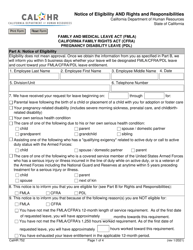 Form CALHR752 &quot;Notice of Eligibility and Rights and Responsibilities&quot; - California