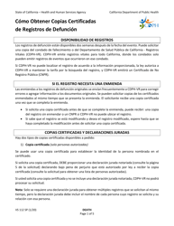 Document preview: Form VS112 Application for Certified Copy of Death Record - California (English/Spanish)