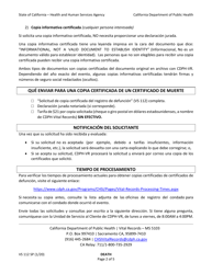 Form VS112 Application for Certified Copy of Death Record - California (English/Spanish), Page 2