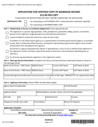Form VS113-A Application for Certified Copy of Marriage Record - California (English/Spanish), Page 3