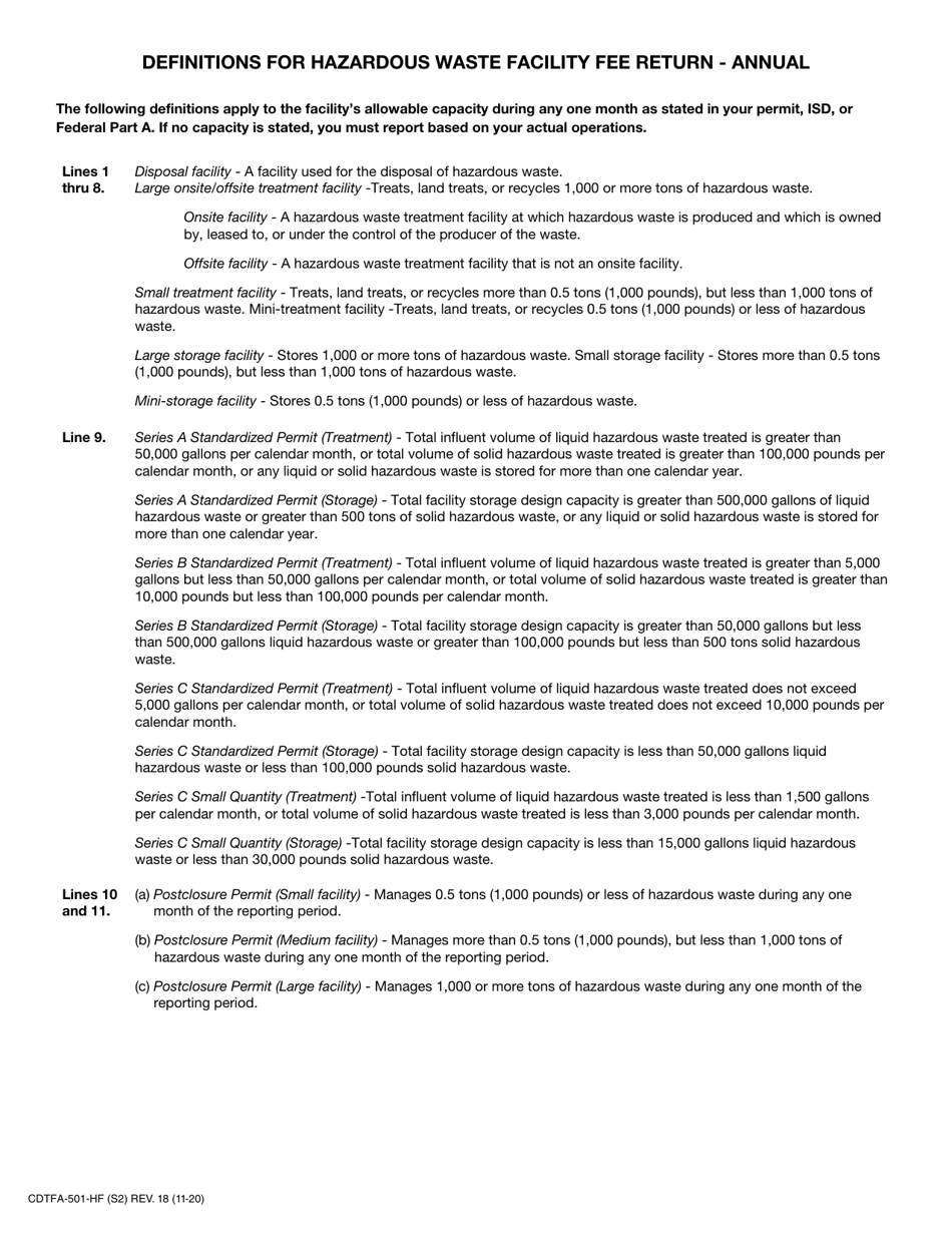 Form CDTFA-501-HF Hazardous Waste Facility Fee Return - Annual - California, Page 3