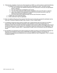 Instructions for Form DWR3 Application for Approval of Plans and Specifications for the Construction or Enlargement of a Dam and Reservoir - California, Page 2