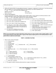 Form APP-004 Civil Case Information Statement (Appellate) - California, Page 2