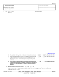 Form APP-014 Appellant's Proposed Settled Statement (Unlimited Civil Case) - California, Page 3