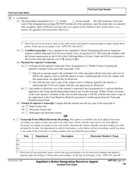 Form APP-103 Appellant&#039;s Notice Designating Record on Appeal (Limited Civil Case) - California, Page 3