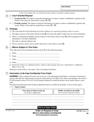 Form CH-165 Order on Request to Keep Minor&#039;s Information Confidential - California, Page 2