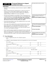 Document preview: Form APP-104 Proposed Statement on Appeal (Limited Civil Case) - California