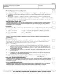 Form CR-101 Plea Form, With Explanations and Waiver of Rights - Felony (Criminal) - California, Page 3