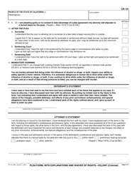 Form CR-101 Plea Form, With Explanations and Waiver of Rights - Felony (Criminal) - California, Page 6