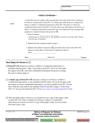 Form DV-177 Notice of Request for Release of Minor&#039;s Confidential Information - California, Page 2