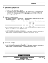 Form EA-100 Request for Elder or Dependent Adult Abuse Restraining Orders - California, Page 2