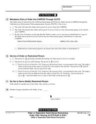 Form EA-130 Elder or Dependent Adult Abuse Restraining Order After Hearing - California, Page 5
