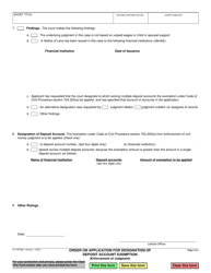 Form EJ-159 Order on Application for Designation of Deposit Account Exemption - California, Page 2