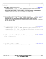 Form FL-157 Spousal or Domestic Partner Support Declaration Attachment - California, Page 4