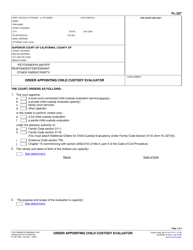 Document preview: Form FL-327 Order Appointing Child Custody Evaluator - California