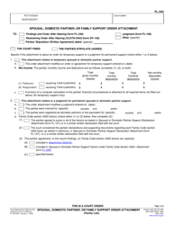 Form FL-343 Spousal, Domestic Partner, or Family Support Order Attachment - California
