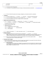 Form FL-343 Spousal, Domestic Partner, or Family Support Order Attachment - California, Page 2