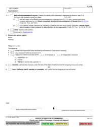 Form FL-115 Proof of Service of Summons - California, Page 2